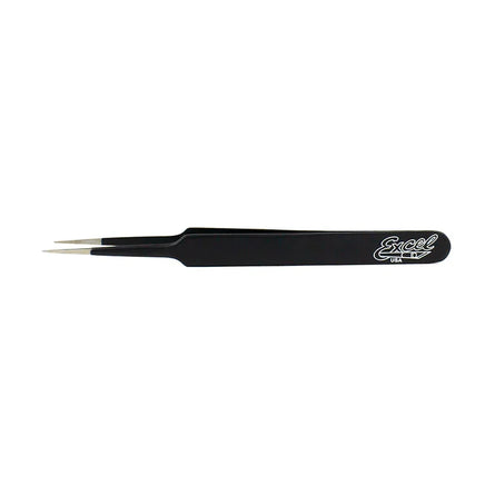 Excel Straight Point Tweezers Black 30421 - MPM Hobbies