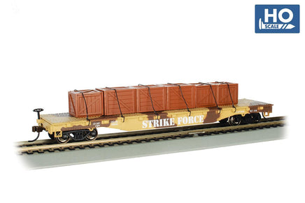 HO Bachmann Desert Camouflage With Crates - 52' Flatcar 18934 - MPM Hobbies