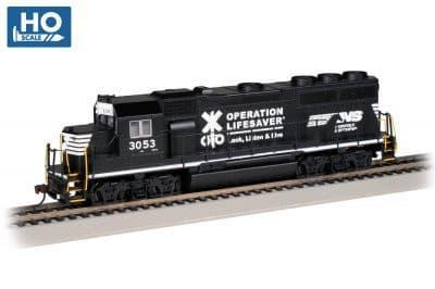 HO Bachmann EMD GP40 - Norfolk Southern (Operation Lifesaver) #3053- 63535 - MPM Hobbies