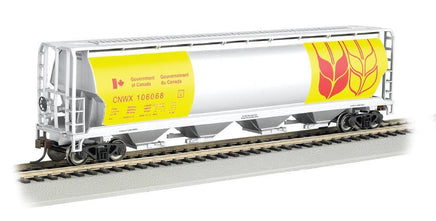 HO Bachmann Government of Canada Yellow - 4 Bay Cylindrical Grain Hopper 19136 - MPM Hobbies