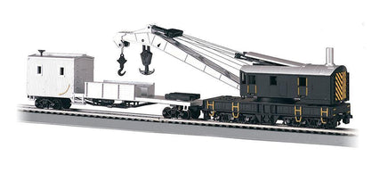 HO Bachmann Painted Unlettered - 250 Ton Steam Crane Car & Boom Tender 16149 - MPM Hobbies