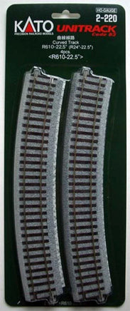 HO Kato Unitrack 610mm (24") Radius 22.5º Curve Track 4 pcs 2220 - MPM Hobbies