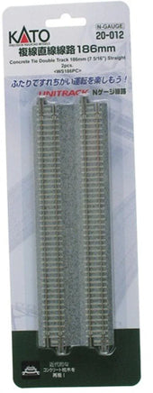 N Kato Unitrack N 186mm (7 5/16") Concrete Tie Double Track Straight 2 pcs 20012 - MPM Hobbies