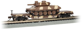 N Bachmann 52' Center-Depressed Flatcar - Desert Camo with Sheridan Tank 71387 - MPM Hobbies