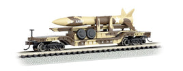 N Bachmann 52' Center-Depressed Flatcar - Desert Military with Missile 71397 - MPM Hobbies