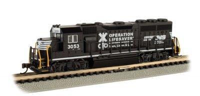 N Bachmann Norfolk Southern Operation Lifesaver #3053 GP40 - 63565 - MPM Hobbies