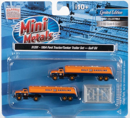 N Scale Classic Metal Works 54 FORD TRACTOR W/TANKER TRAILER (GULF OIL) (2) 51201 - MPM Hobbies