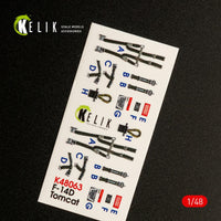 1/48 Kelik F-14D Tomcat interior 3D decals for Tamiya kit