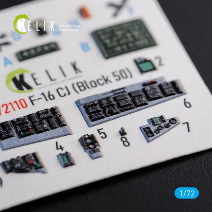 1/72 Reskit F-16 CJ (Block 50) interior 3D decals for Tamiya kit - MPM Hobbies