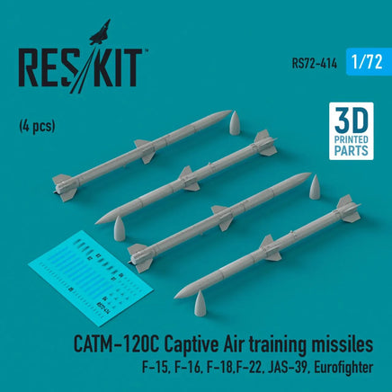 1/72 Reskit CATM-120C Captive Air training missiles (4 pcs) (3D Printed) - MPM Hobbies