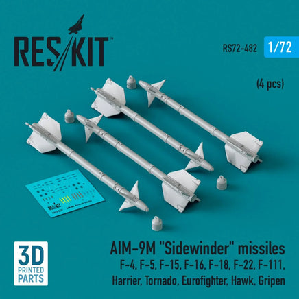 1/72 Reskit AIM-9M Sidewinder missiles (4 pcs) (3D Printed) - MPM Hobbies