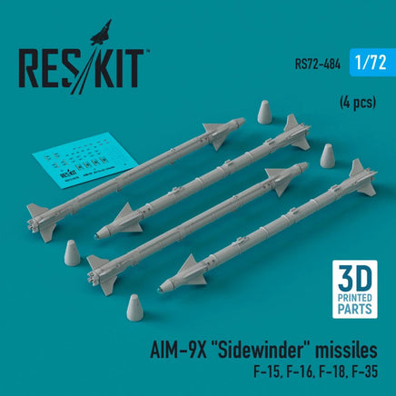 1/72 Reskit AIM-9X Sidewinder missiles (4 pcs) (3D Printed) - MPM Hobbies