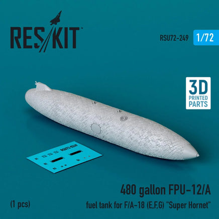1/72 Reskit 480 gallon FPU-12/A fuel tank for F/A-18 (E,F,G) Super Hornet (1 pcs) (3D Printed) - MPM Hobbies