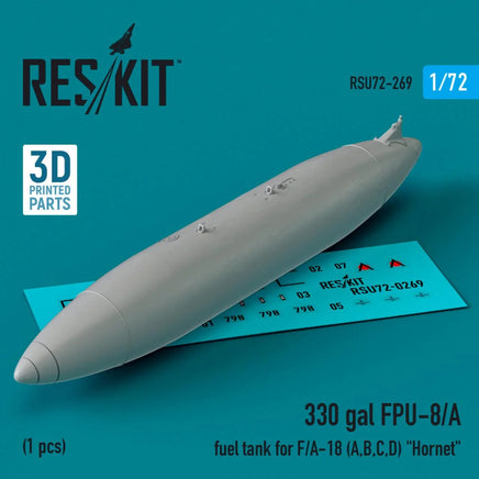 1/72 Reskit 330 gal FPU-8/A fuel tank for F/A-18 (A,B,C,D) Hornet (1 pcs) (3D printed) - MPM Hobbies
