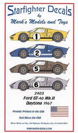 1/24 Starfighter Decals - Ford GT40 MkII 1967 Daytona - MPM Hobbies