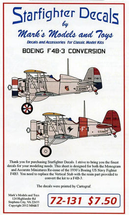 1/72 Starfighter Decals - F4B-3 Conversion - MPM Hobbies