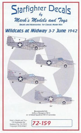 1/72 Starfighter Decals - F4F3/4 Wildcats at Midway Jun. 1942 - MPM Hobbies