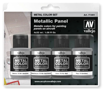 Vallejo 32ml Set of 4 Metallic Panel - 77601 - MPM Hobbies