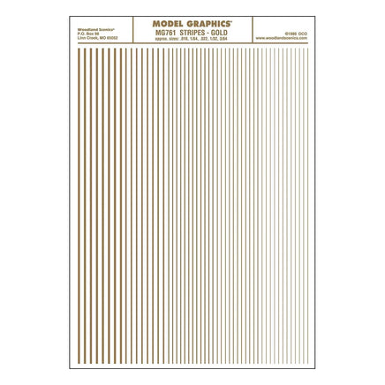 Woodland .01" - 3/64" Stripes Decal Gold 761 - MPM Hobbies