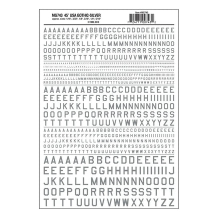 Woodland 45° USA Gothic Decal Silver 743 - MPM Hobbies