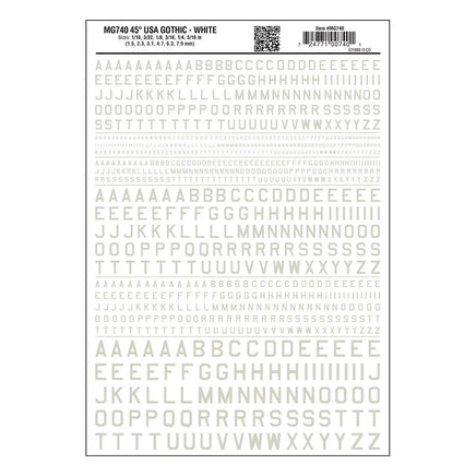 Woodland 45° Usa Gothic Decal White 740 - MPM Hobbies