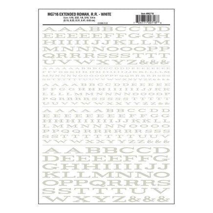 Woodland Extended Roman R.R. Decal White 716 - MPM Hobbies