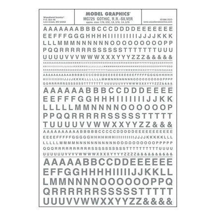 Woodland Gothic R.R. Decal Silver 725 - MPM Hobbies