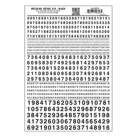 Woodland Numbers Gothic R.R. Decal Black 726 - MPM Hobbies