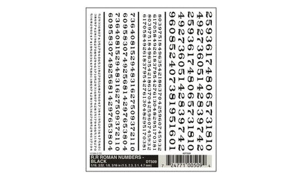 Woodland R.R. Gothic Numbers Decal Black 509 - MPM Hobbies