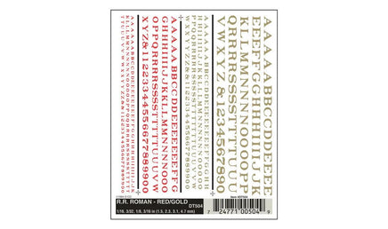 Woodland R.R. Roman Decal Red/Gold 504 - MPM Hobbies