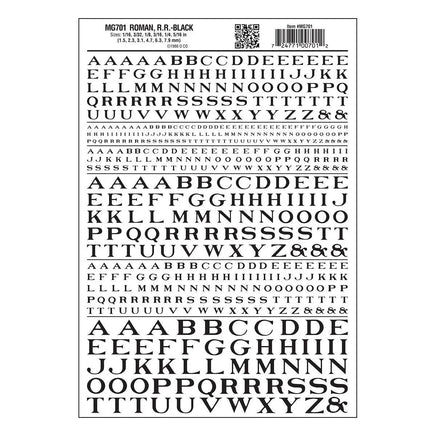 Woodland Roman R.R. Decal Black 701 - MPM Hobbies