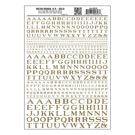 Woodland Roman R.R. Decal Gold 703 - MPM Hobbies