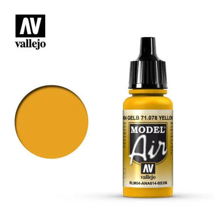 Vallejo Model Air FS33538-RLM04-ANA614-BS356 Yellow 17ml 71.078 - MPM Hobbies