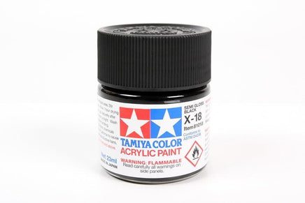 X-18 Tamiya Acrylic Semi-Gloss Black 23ml - MPM Hobbies