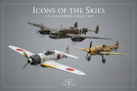 Premium 1/32 scale WWII propeller aircraft model kits including Mitsubishi A6M Zero, Messerschmitt Bf 109, and Avro Lancaster bomber with detailed panel lines, cockpit interiors, and authentic weathering on vintage blueprint background
