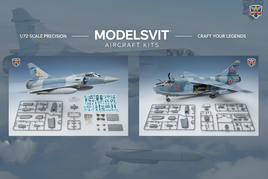 1/72 scale Modelsvit jet aircraft model kits featuring Mirage 2000-5F and VVA-14 with precision details