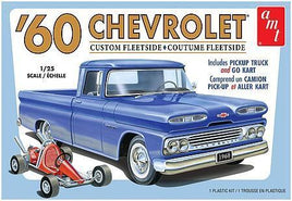 1960 Chevrolet Custom Fleetside pickup truck model kit with included go-kart, blue vintage design