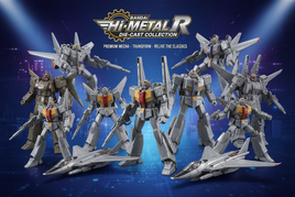 Bandai Hi-Metal R collection featuring premium die-cast mecha figures with metallic finishes and classic anime styling