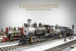 G scale locomotive model trains on tracks, premium collection banner for MPM Hobbies