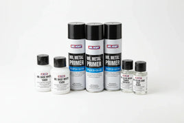 GSI Creos Mr. Hobby primers and coatings lineup on a white background, available at MPM Hobbies