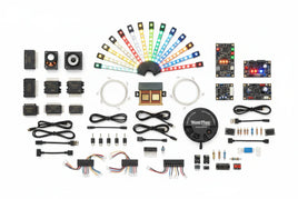 MPM Hobbies electronics starter kit with LED strips, circuit boards, wires, resistors, and connectors