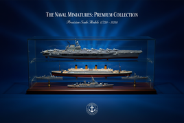 Premium naval miniatures collection display with detailed 1/720-1/1250 scale model ships