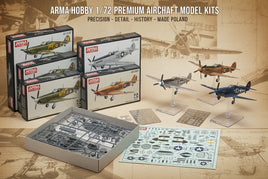 Arma Hobby 1/72 scale aircraft model kits, parts, decals, and assembled airplane miniatures from MPM Hobbies.