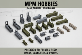 MPM Hobbies 1/48 scale 3D printed resin aircraft ordnance racks, launchers, and pylons set