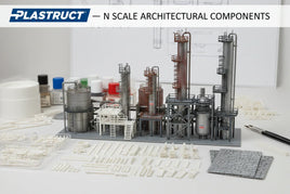 N scale industrial architectural model with detailed components, paints, and tools from Plastruct