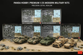 Panda Hobby 1/35 modern military model kits and assembled armored vehicles on desert diorama, MPM Hobbies