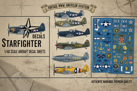 Starfighter Decals 1/48 scale WWII American aircraft decal sheets, vintage designs, MPM Hobbies
