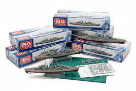 IBG Models destroyer ship model kits and assembled model on cutting mat, MPM Hobbies 3D printed products