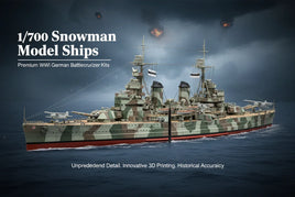 1/700 scale Snowman WWI German battlecruiser model ship kit on ocean, detailed deck, MPM Hobbies