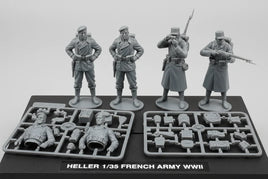 Heller 1/35 scale French Army WWII plastic model figures and unassembled sprues.